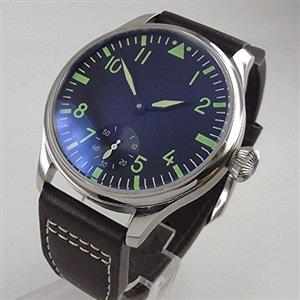 Parnis 44mm Black Dial Classic Pilot Men's Watch Seagull 17 Jewels 6498 Manual Winding Movement Luminous 