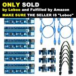 Leboo 6-Pack PCIE Riser 1X to 16X Graphics Extension for GPU Mining VER 007 PCI Risers Powered Riser Adapter Card w/ 60cm USB 3.0 Extension Cable & 6Pin PCI-E to SATA Power Cable (VER 007, 6-Pack)