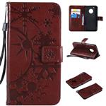 MGVV Moto G5 Plus Case, Flip PU Leather [Flower Embossing] [Wallet] Pouch case [Card Slots] Book Cover Stand Case Magnetic Flip Case Cover for Motorola Moto G5 Plus Brown