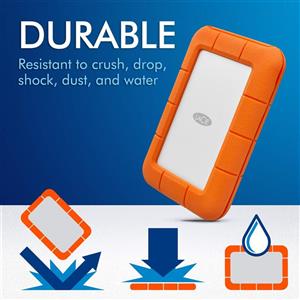 LaCie Rugged Thunderbolt USB-C 2TB External Hard Drive Portable HDD 3.0 compatible, Drop Shock Dust Water Resistant, Mac and PC Computer Desktop Workstation Laptop, 1 Mo Adobe CC (STFS2000800) 