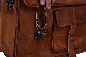 KPL 18 Inch Vintage Men's Brown Handmade Leather Briefcase Best Laptop Messenger Bag Satchel