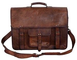 KPL 18 Inch Vintage Men's Brown Handmade Leather Briefcase Best Laptop Messenger Bag Satchel