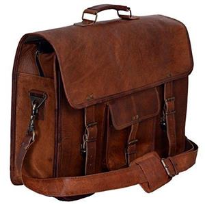 KPL 18 Inch Vintage Men's Brown Handmade Leather Briefcase Best Laptop Messenger Bag Satchel