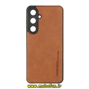 قاب گوشی Galaxy S24 FE سامسونگ طرح ژله ای چرمی ساده ایکس لول X-LEVEL عسلی کد 72234