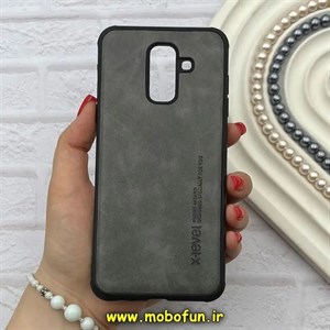 قاب گوشی Galaxy A6 Plus 2018 سامسونگ ژله ای چرمی ساده ایکس لول X-LEVEL خاکستری کد 82174