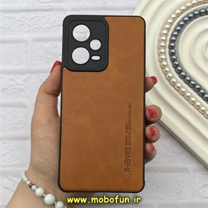 قاب گوشی Redmi Note 12 Pro 5G شیائومی ژله ای چرمی ساده ایکس لول X-LEVEL عسلی کد 82241