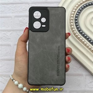 قاب گوشی Redmi Note 12 Pro 5G شیائومی ژله ای چرمی ساده ایکس لول X-LEVEL خاکستری کد 82242