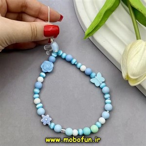 بند آویز دستی موبایل طرح لاکچری پروانه وگل مرواریدی کد 85775