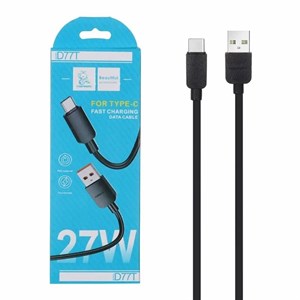 کابل شارژ 1 متری فست USB to Type-C برند DENMEN مدل D77T رنگ مشکی کد 30492