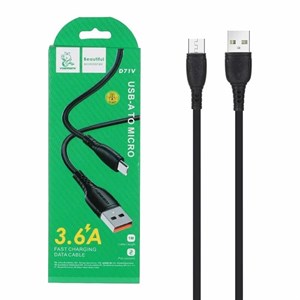 کابل شارژ 1 متری فست USB to MicroUSB برند DENMEN مدل D71V رنگ مشکی کد 30497