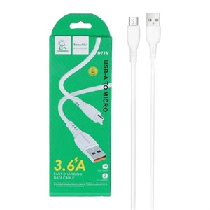 کابل شارژ 1 متری فست USB to MicroUSB برند DENMEN مدل D71V رنگ سفید کد 30498