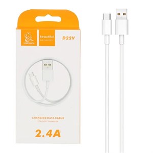 کابل شارژ 1 متری فست USB to MicroUSB برند DENMEN مدل D22V رنگ سفید کد 30499
