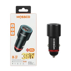 شارژر فندکی PD و فست دو پورت Mossco مدل IK-37 38W رنگ مشکی کد 30553