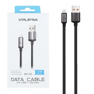 کابل شارژ فست آیفون VIPLATINA مدل BC12L 12W رنگ مشکی کد 30621