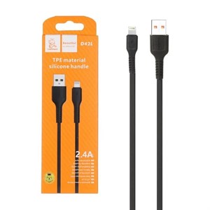 کابل شارژ فست آیفون DENMEN مدل D42L رنگ مشکی کد 30616