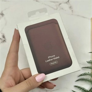 ولت جاکارتی چرمی اورجینال لوگو دار مگ سیف Leather Magsafe Wallet شرابی کد 105951