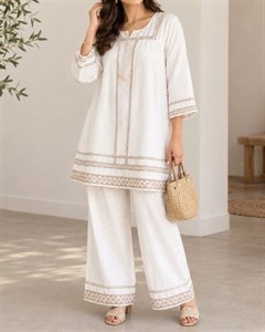 تونیک و شلوار زنانه هندی طرح سنتی M7632