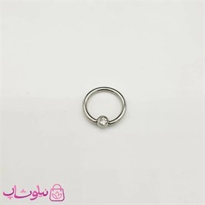 پیرسینگ بینی سپتوم یا گوش دیث مدل captive bead ring تک نگین سفید کد 515