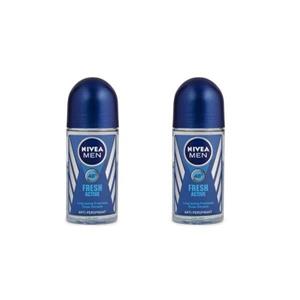 رول ضد تعریق مردانه نیوآ مدل Fresh Active حجم 50 میلی لیتر- 2 عددی Nivea For Men Roll-On Deodorant 50ml 