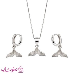 نیم ست زنانه نقره ظریف وارداتی عیار 925 مدل دم وال دورو وزن 4 گرم کد 4400 