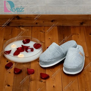 دمپایی حوله ای طرح کرالیچ رنگ طوسی روشن