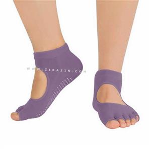 جوراب یوگا و پیلاتس ضد لغزش روباز : بنفش