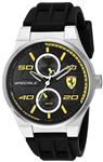 Scuderia Ferrari Men's Stainless Steel Quartz Watch with Silicone Strap, Black, 0.63 (Model: 830355)