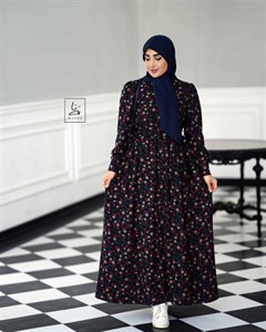پیراهن گل بابونه سورمه ای
