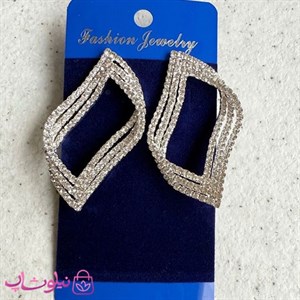 گوشواره زنانه مدل مجلسی پرنگین آب نقره کد 3391