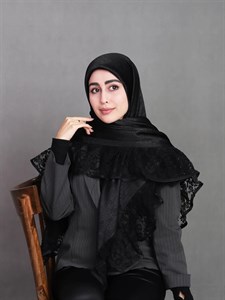 روسری مشکی تور چیندار فلوک گلسا