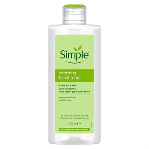 تونر آرامش‌بخش صورت سیمپل Simple Soothing Toner مدل بدون الکل و عطر مناسب انواع پوست حجم 200 میلی لیتر