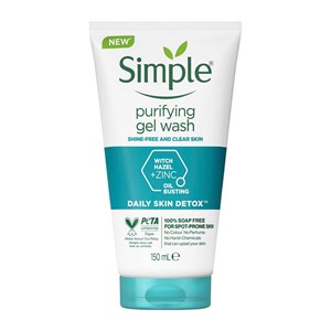 ژل شست‌وشوی ضد جوش سیمپل Simple مدل Purifying Gel Wash کنترل چربی مناسب پوست چرب حجم 150 میلی لیتر