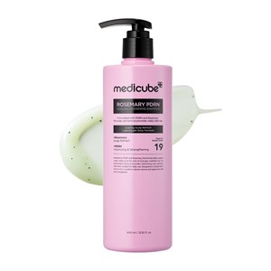 شامپو حجم دهنده و خنک کننده رزماری مدی کیوب medicube rosemary pdrn cooling thickening shampoo مناسب انواع مو به ویزه موهای کم حجم نازک چرب حجم 400 میلی لیتر