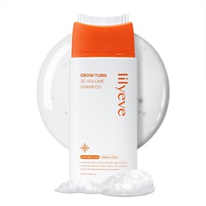 شامپو ضد ریزش و حجم دهنده موی لیلیوئه Lilyeve GrowTurn 3D Volume Shampoo with Brush  مناسب موهای نازک و کم‌حجم حجم۲۰۰میلی لیتر