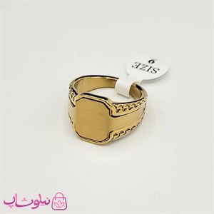 انگشتر مردانه استیل طرحدار فول طلایی رنگ کیفیت مستر کد 750