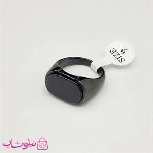 انگشتر مردانه استیل مشکی با سنگ بیضی کیفیت مستر کد 750