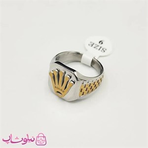 انگشتر مردانه استیل طرح رولکس رنگ طلایی نقره ای کیفیت مستر کد 750