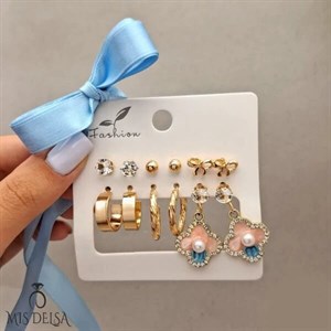 پک گوشواره 6 عددی ونکلیف و حلقه‌ای