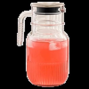 پارچ شیشه ای شیار دار 1 5 لیتری درب استیل لیمون