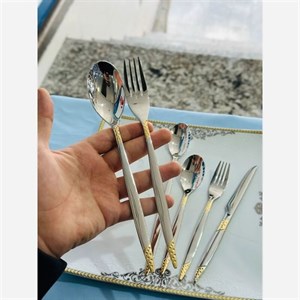 سرویس قاشق چنگال یونیک اصل آلمان 24 نفره 120 پارچه مدل پنیری دو رنگ
