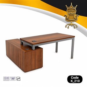 خرید میز پایه فلز مدرن مدل K210 میز اداری MDF با ال، سه کشو و باکس مبلمان آپادانا apadana مدل 634256