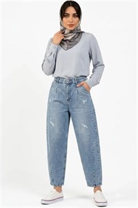 شلوار جین بوی فرند زنانه طیف آبی