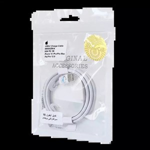 کابل شارژ سرکارتنی Type-C به Type-C آیفون ۱۵ مدل MQKJ3ZM/A PD طول ۱ متر