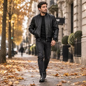 پکیج کت چرم مردانه مدل Artimنیم بوت مردانه مشکی مدل Rad