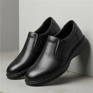 کفش چرم طبی مردانه مدل کیان بی بند چرم طبیعی زیره PU