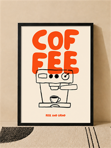 تابلو دکوراتیو قاب عکس تایپوگرافی Coffee با طرح اسپرسوساز مینیمال | کد 21