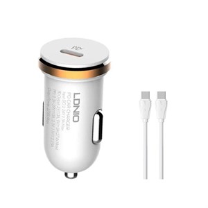 شارژر فندکی 27 وات الدینیو مدل C22Q به همراه کابل USB-C