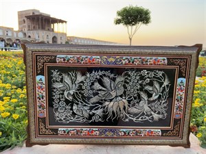 تابلو قلمزنی خاتمکاری و مینیاتور 80 در 50 