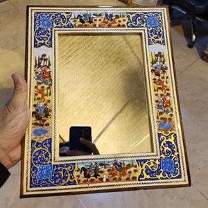 آینه نقاشی مینیاتور شکار و خاتم 28 در 34 