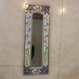 آینه ستونی مینیاتور برجسته و دوحاشیه خاتم 20*55 
